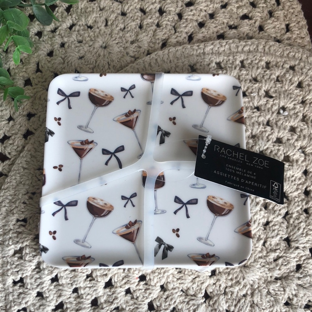 Rachel Zoe ESPRESSO Cocktail Appetizer Plates